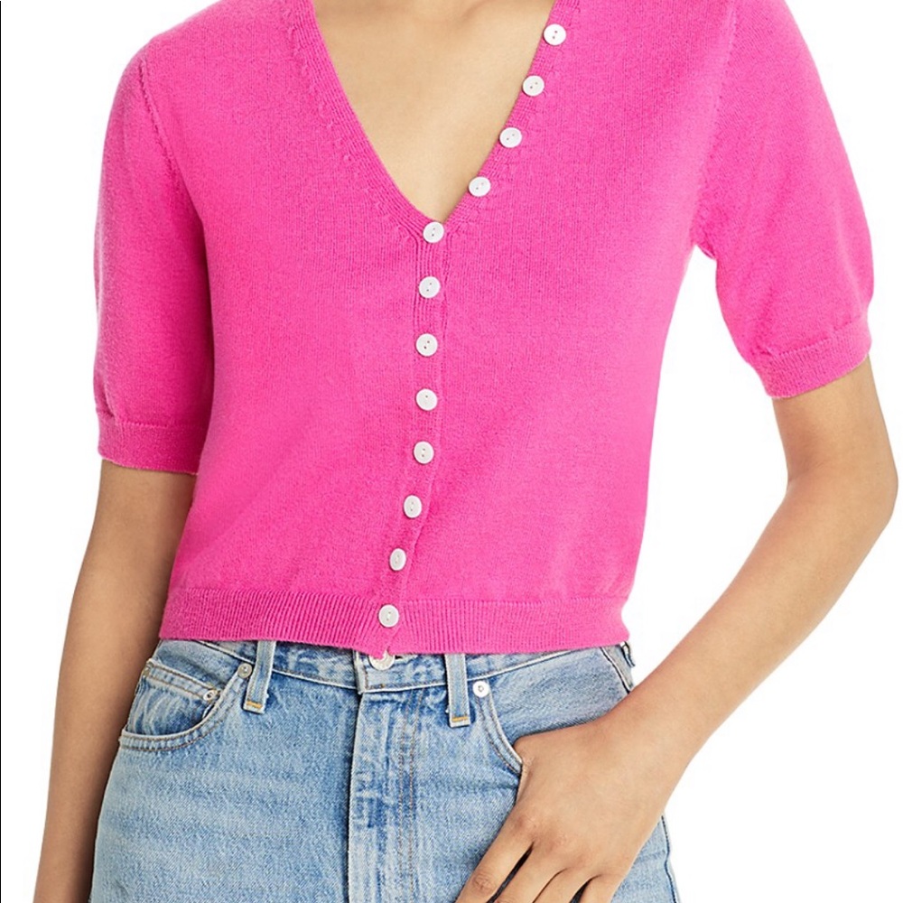 Pink short sleeve cardigan